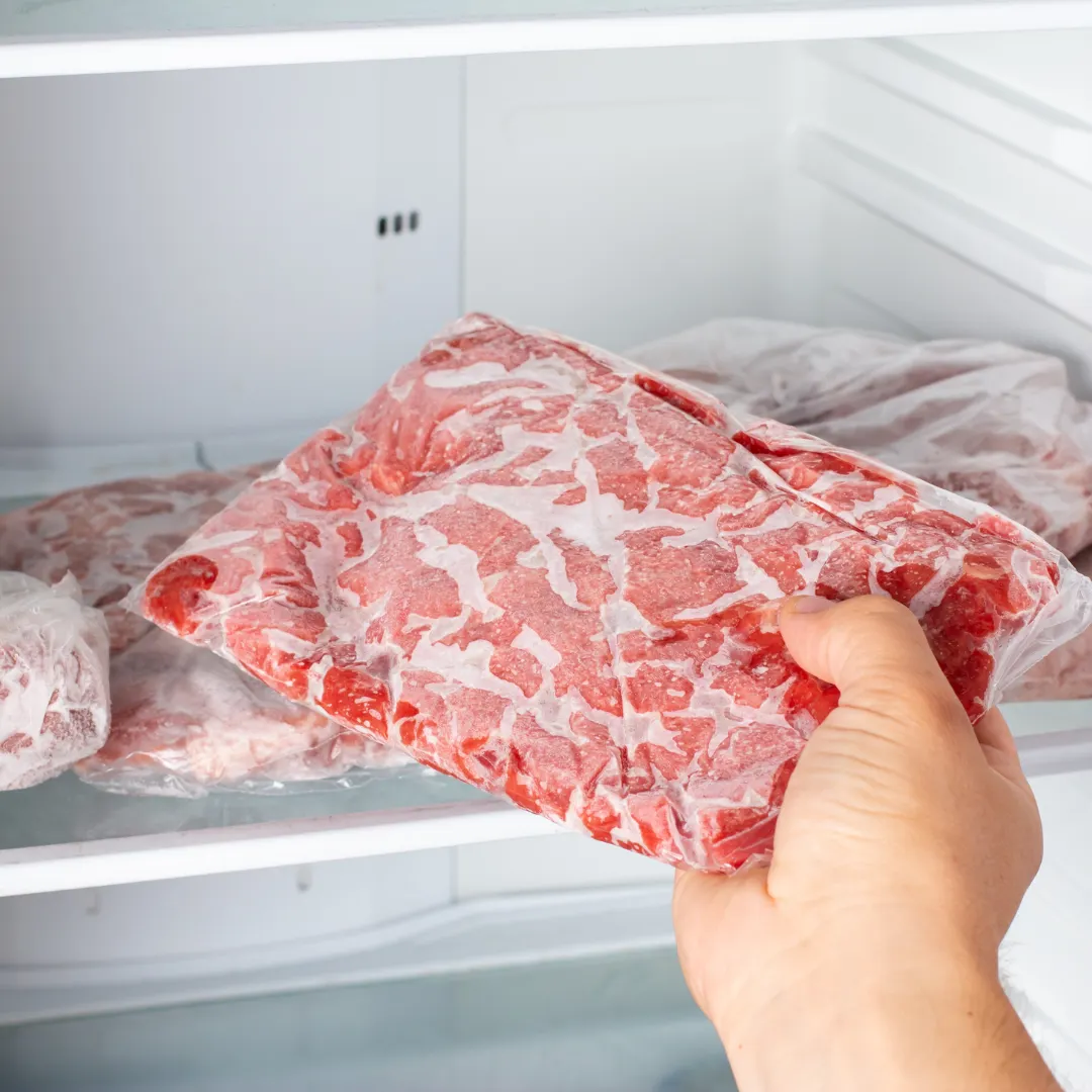 meat in freezer