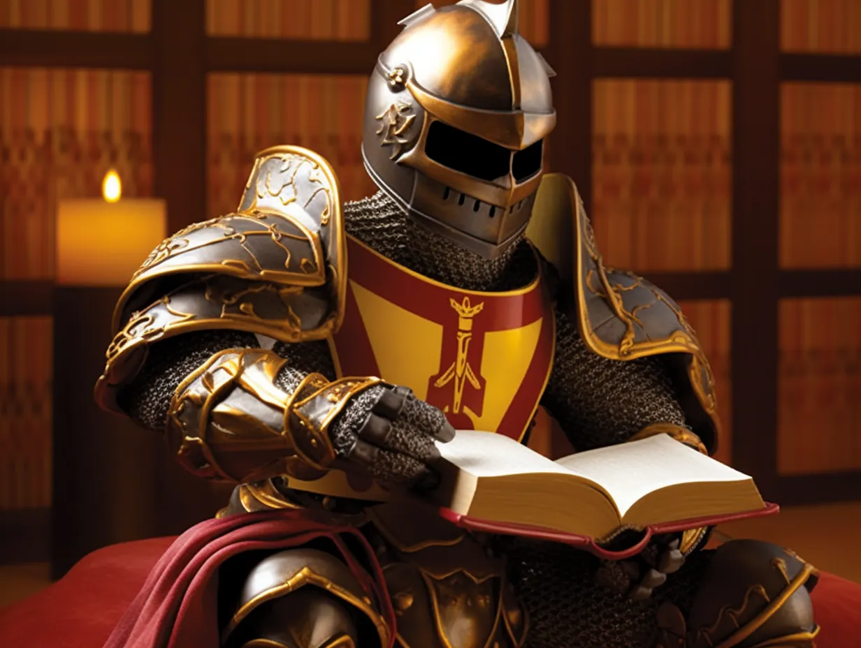 PLU Knight Mascot Reading a Book