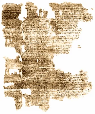 A piece of papyrus paper with writing of the Sacred name of Jesus on it Iota Sigma which equals Yasha.