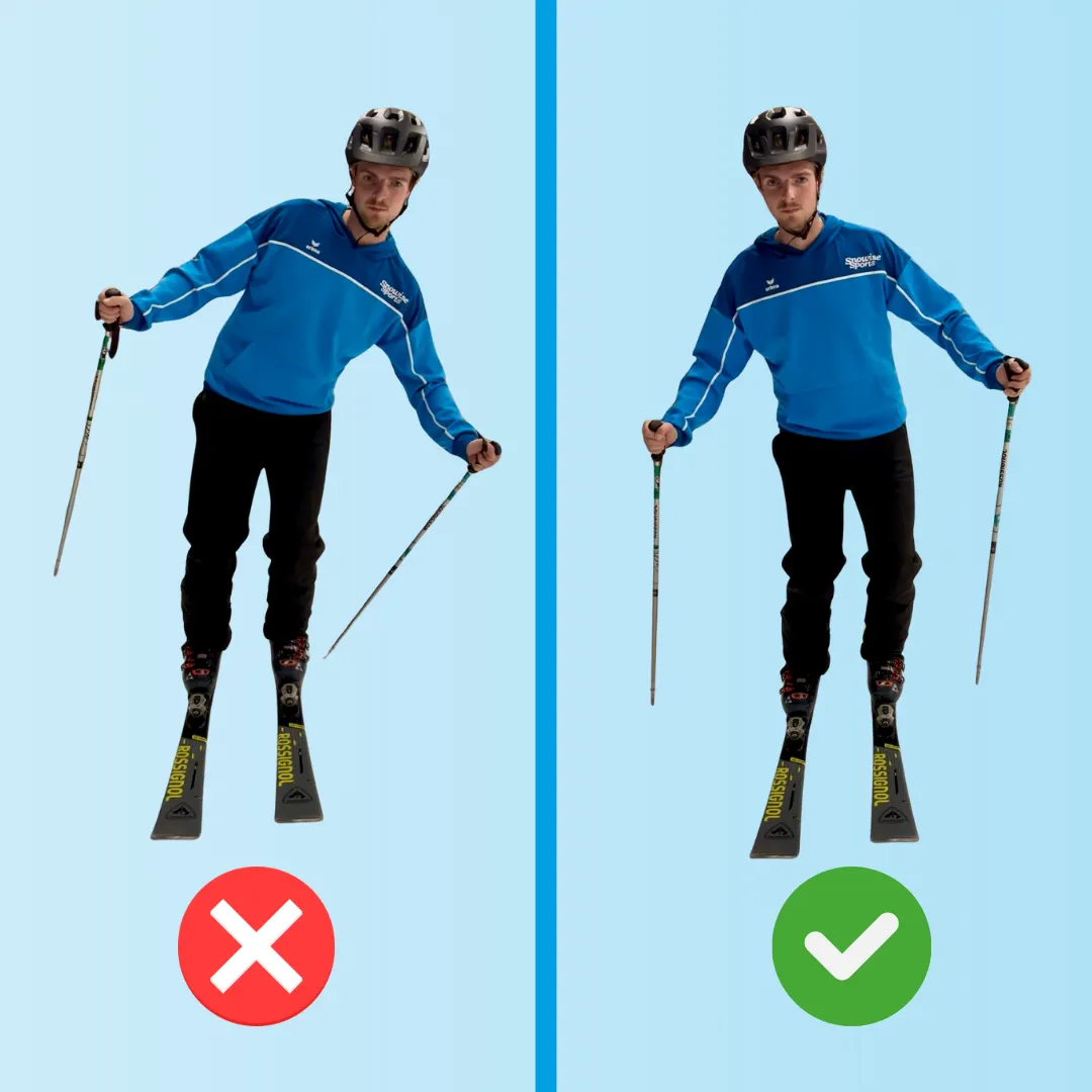 Verbeteren van de skihouding door op de juiste ski te gaan staan