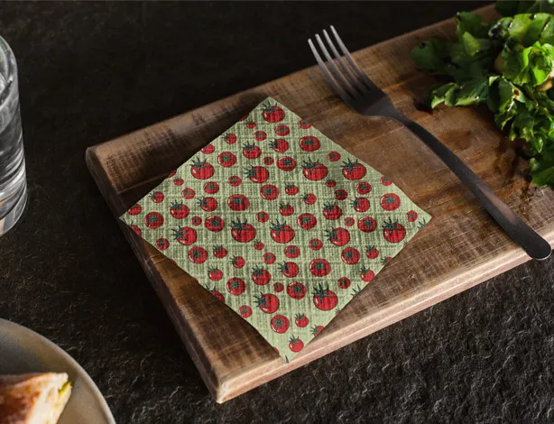 napkins with tomatoes on it