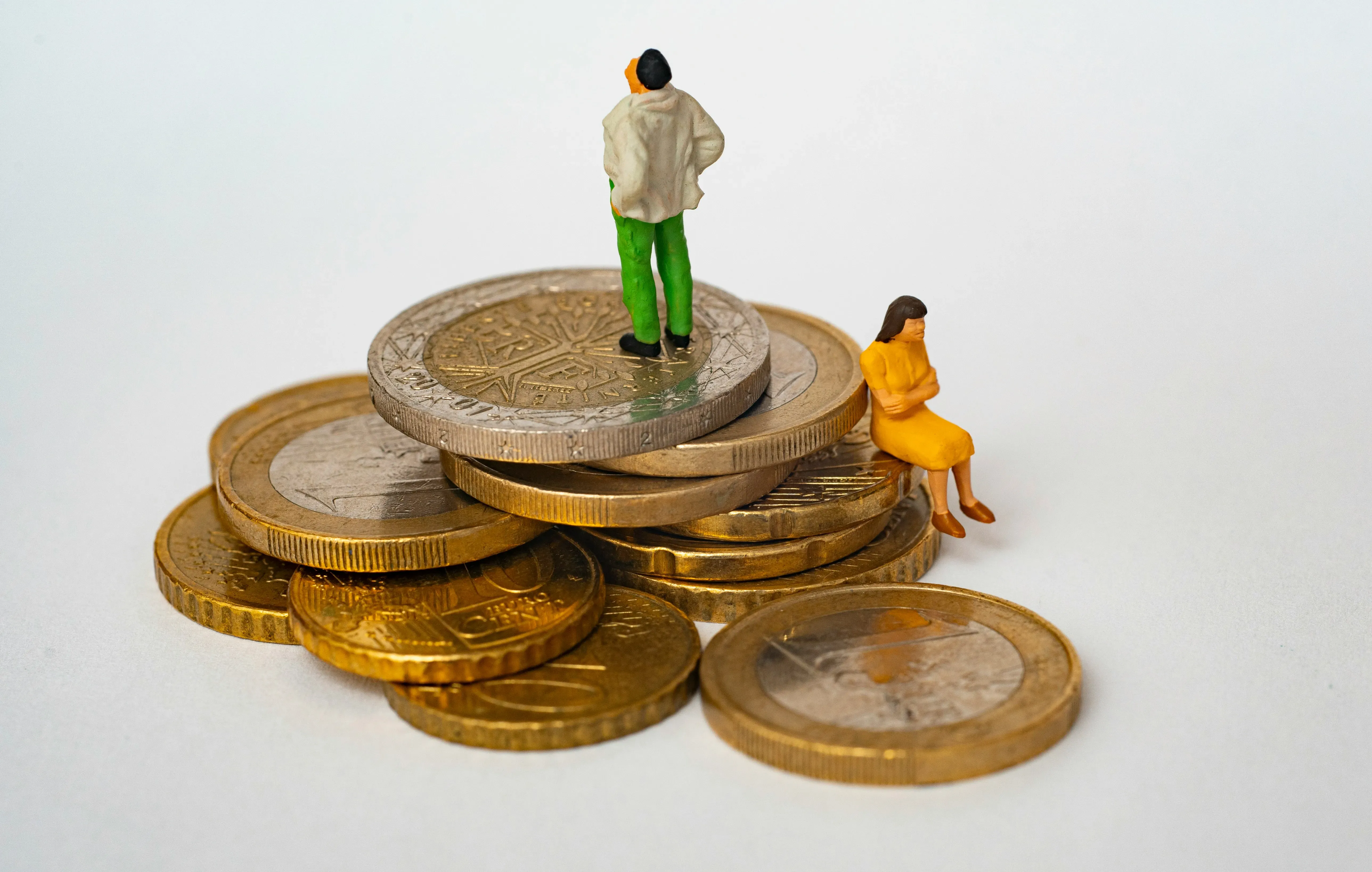 Couple dividing coins