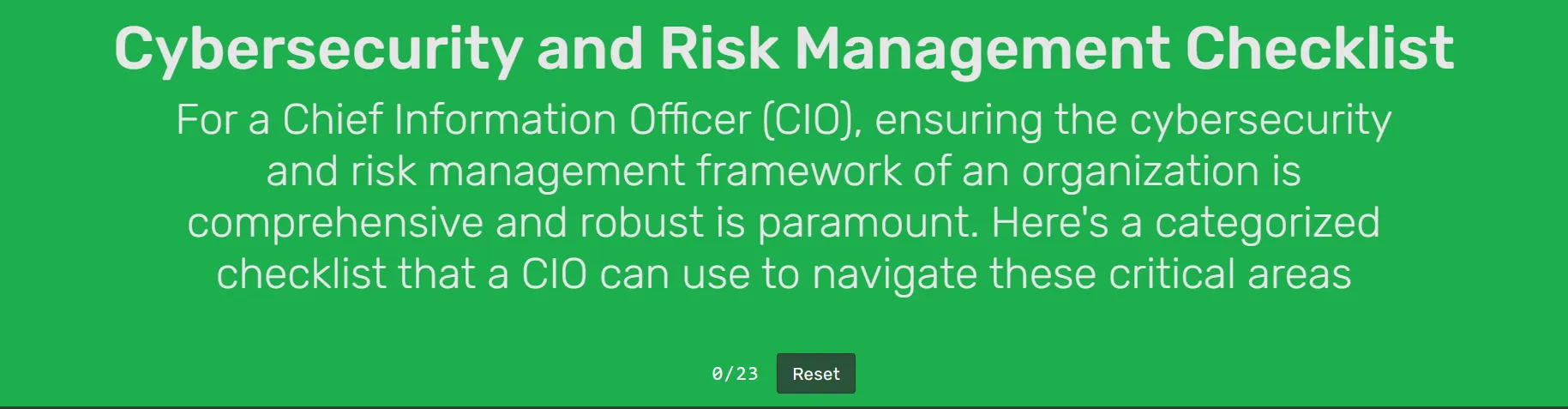 Cybersecurity and Risk Management Checklist