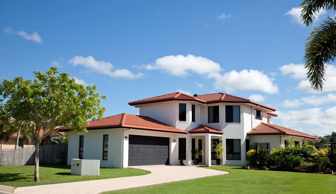 modern house with tile roof