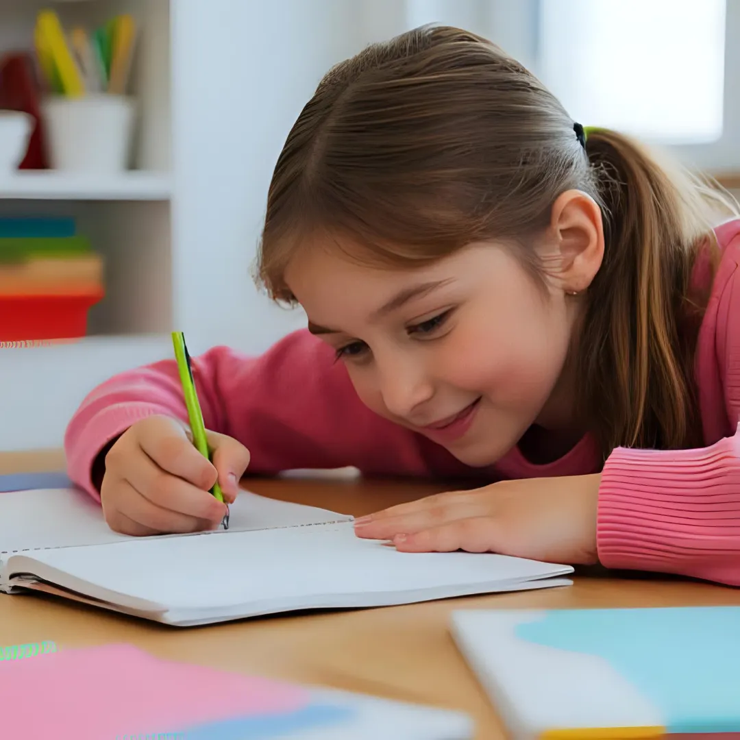 Girl writing notes in her notebook
