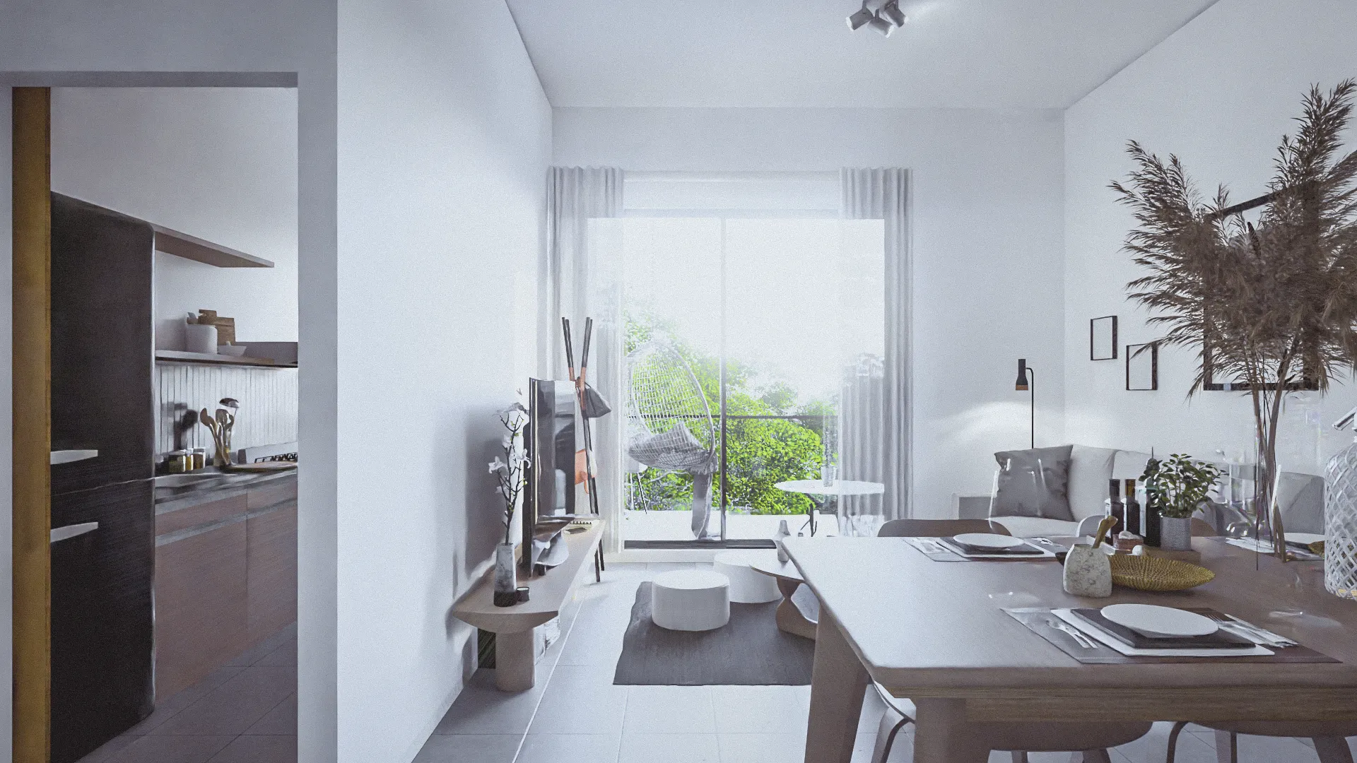 render interior departamento 1D senderos yerba bena norte