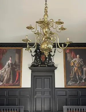 King George III and Queen Charlotte's portraits at the Capitol Building in Colonial Williamsburg