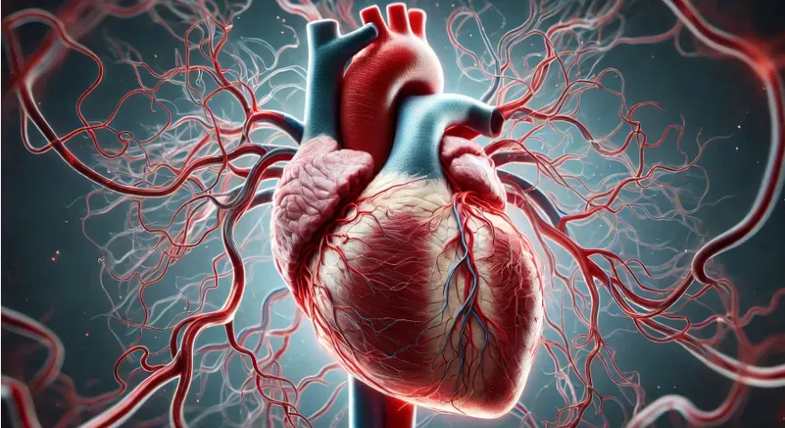 Detailed illustration of angiogenesis in the human heart.