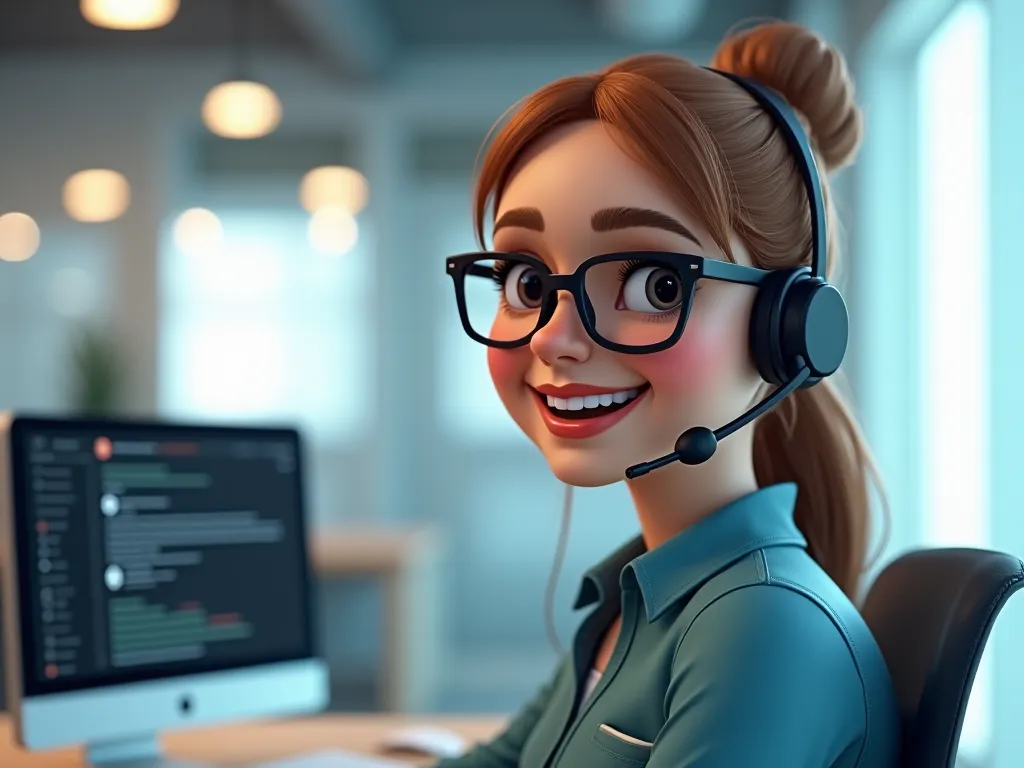 ai call agent female with glasses