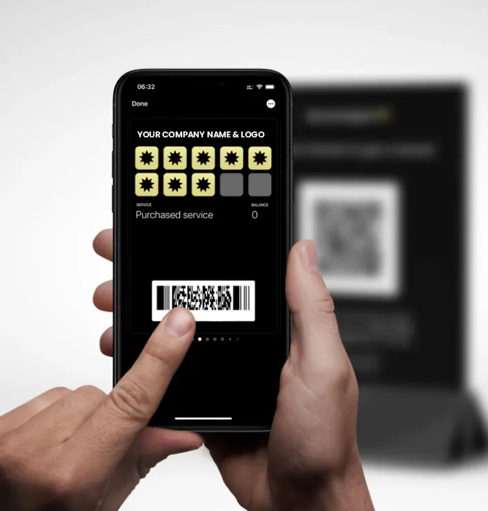 Phone with application scanning a QR Code