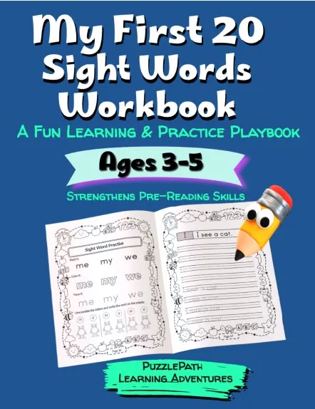 My First 20 Sight Words Workbook: A Fun Preschool Learning & Practice Playbook cover