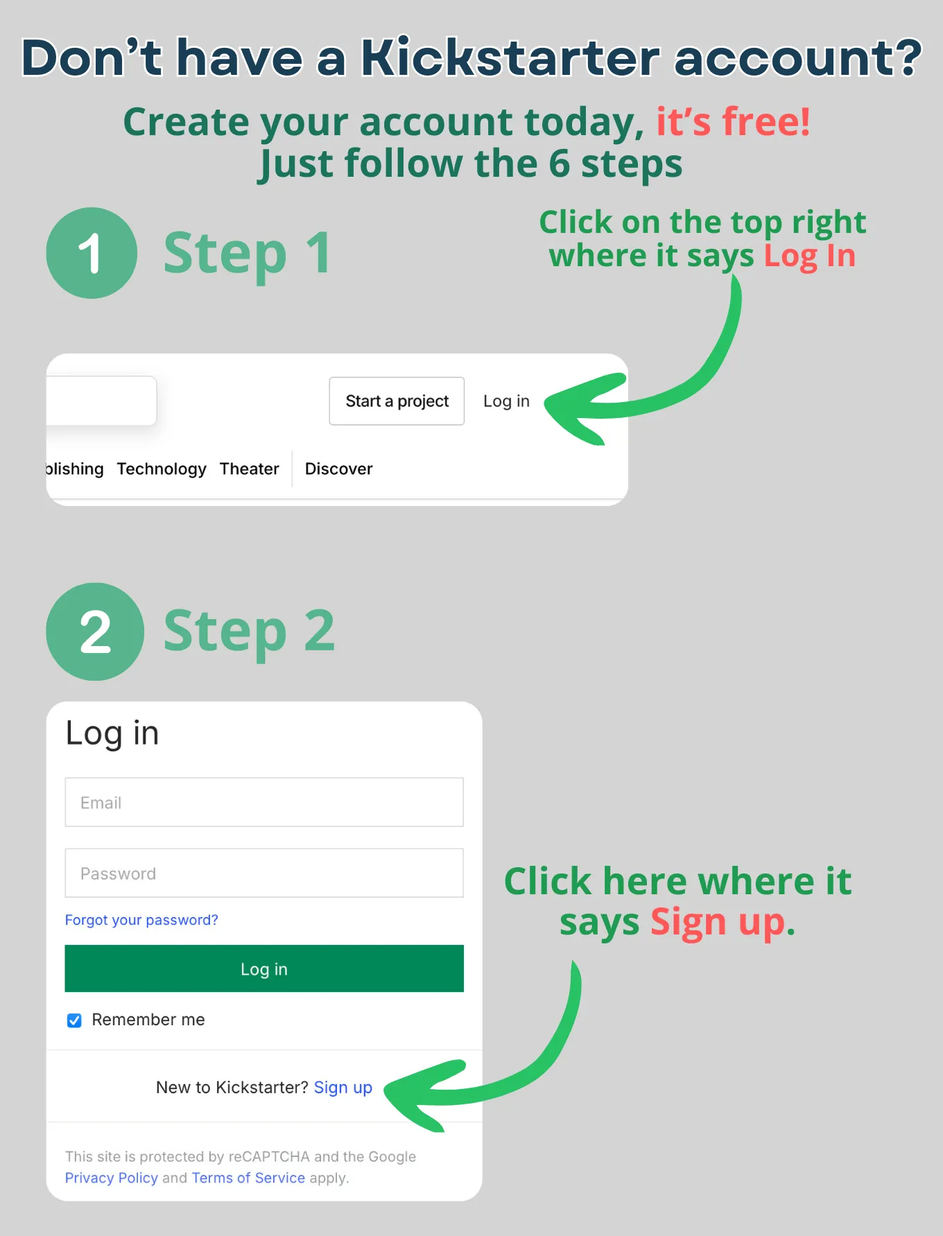 creating a New kickstarter account