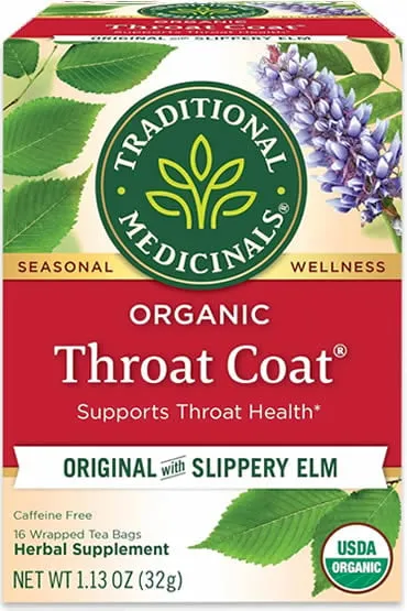 Traditional Medicinals Tea, Organic Throat Coat, Supports Throat Health, 16 Tea Bags