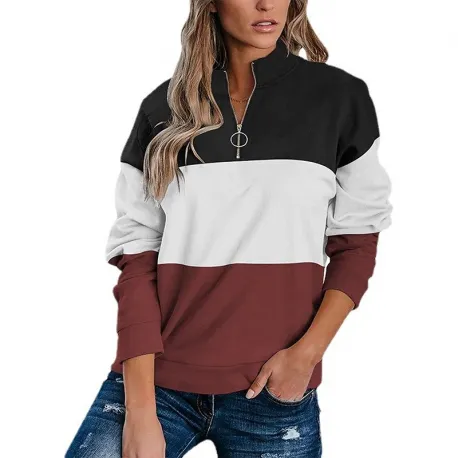 women's fall tricolored top sweatshirt