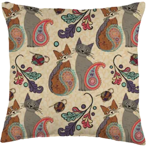 whimsical cats with paisley tails throw pillow for cat lovers