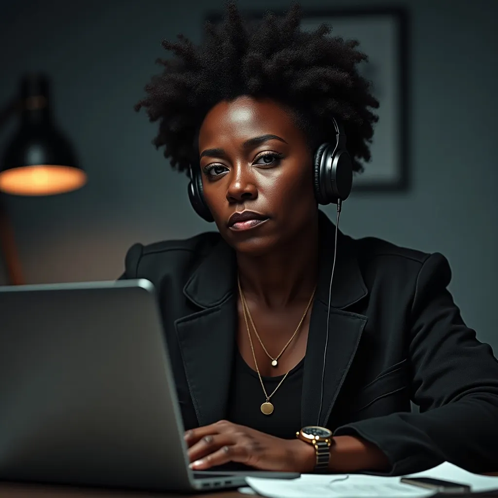 Black woman solopreneur working