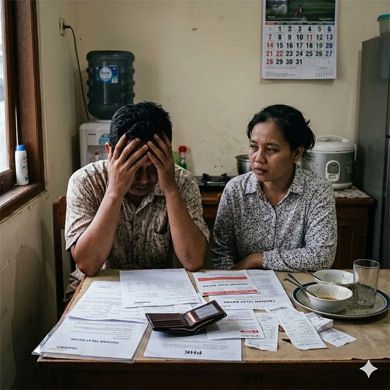 Suami Istri Stress karen PHK, taguhan menumpuk