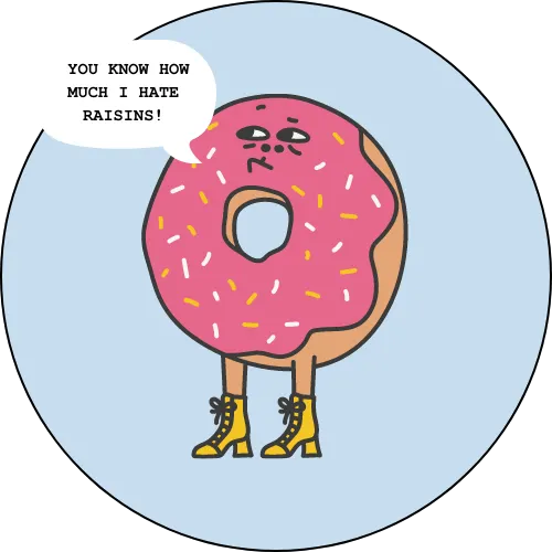 ALLCAPSRANT DONUT BLUE HATES RASINS