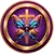 Circular faith-inspired butterfly emblem featuring a vibrant blue, orange, and purple butterfly centered over a gold Christian cross. The design is framed by a metallic gold ring on a rich purple background, symbolizing transformation, faith, purpose, renewal, and spiritual growth. The colorful butterfly represents personal transformation and wellness, while the cross reflects a Christ-centered foundation for health, hope, and restoration.