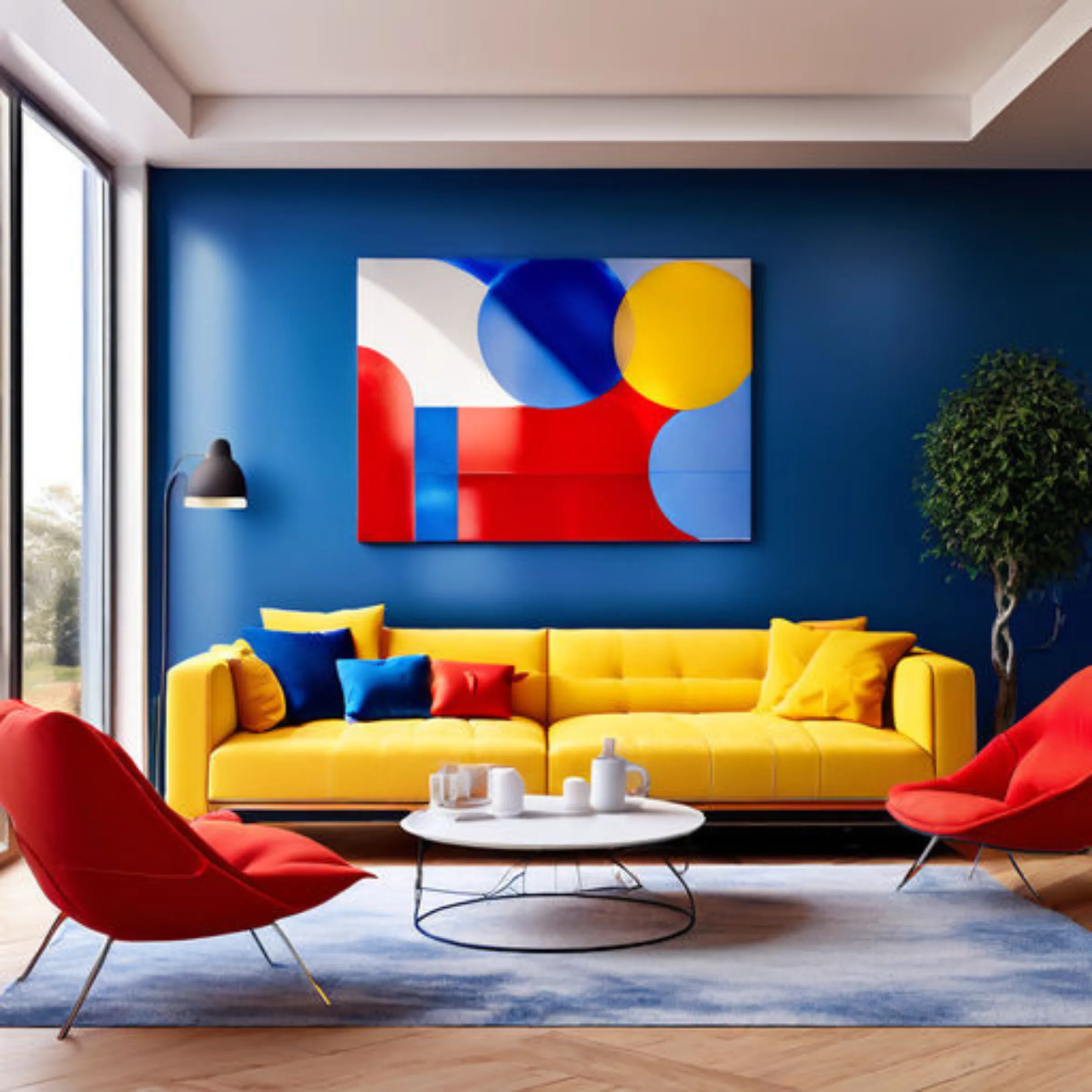 Triadic color scheme living room modern