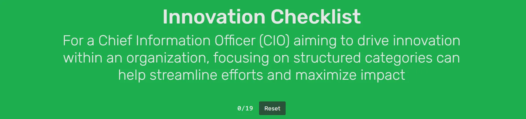 Innovation Checklist