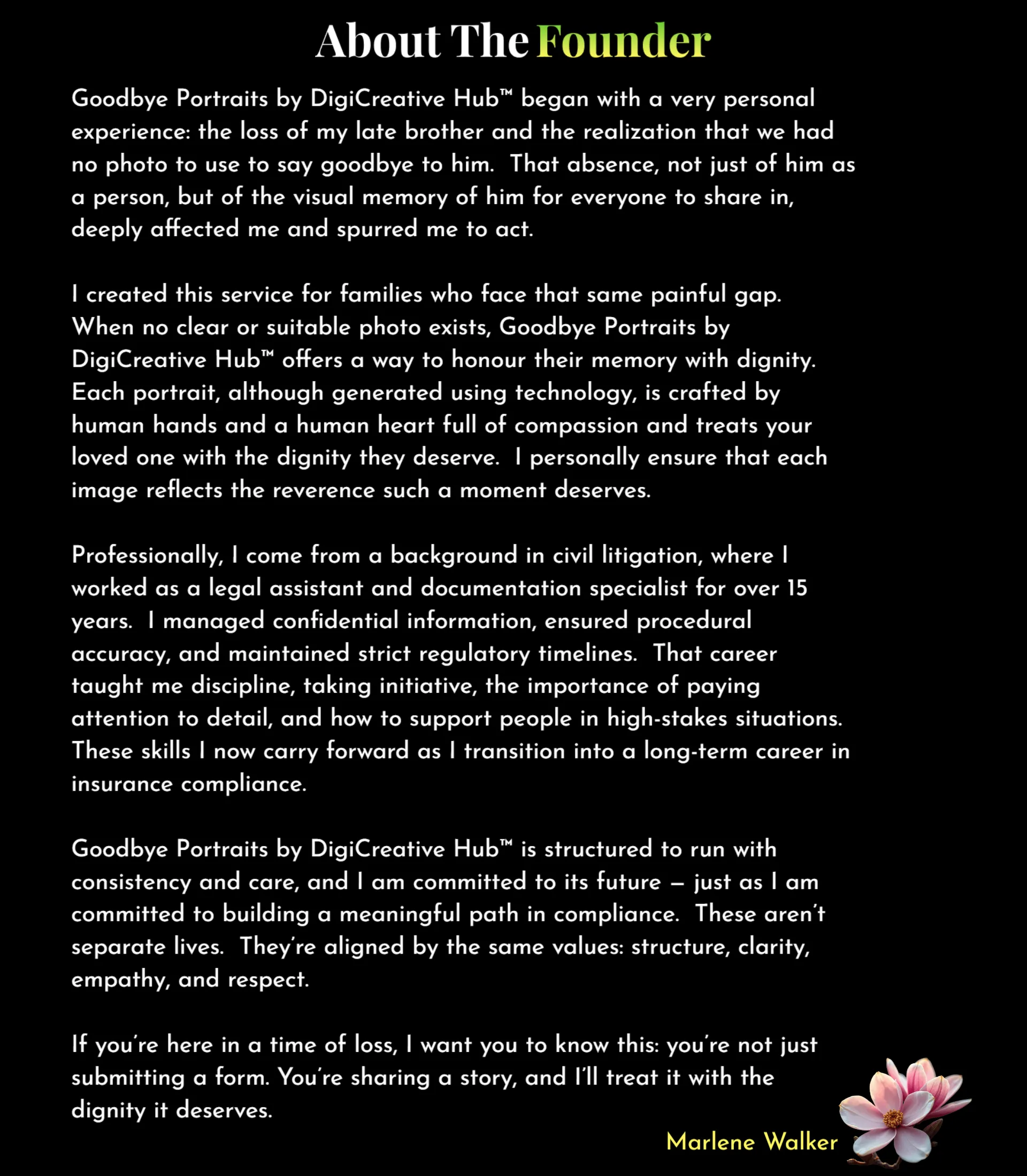 About the Founder text