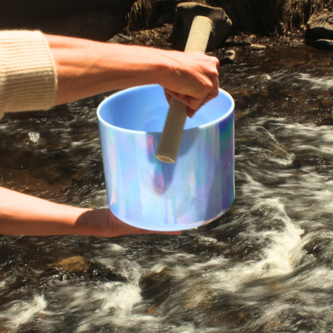 Crystal Bowl Sound Bath in font of the Minarets in Mammoth Lakes, CA