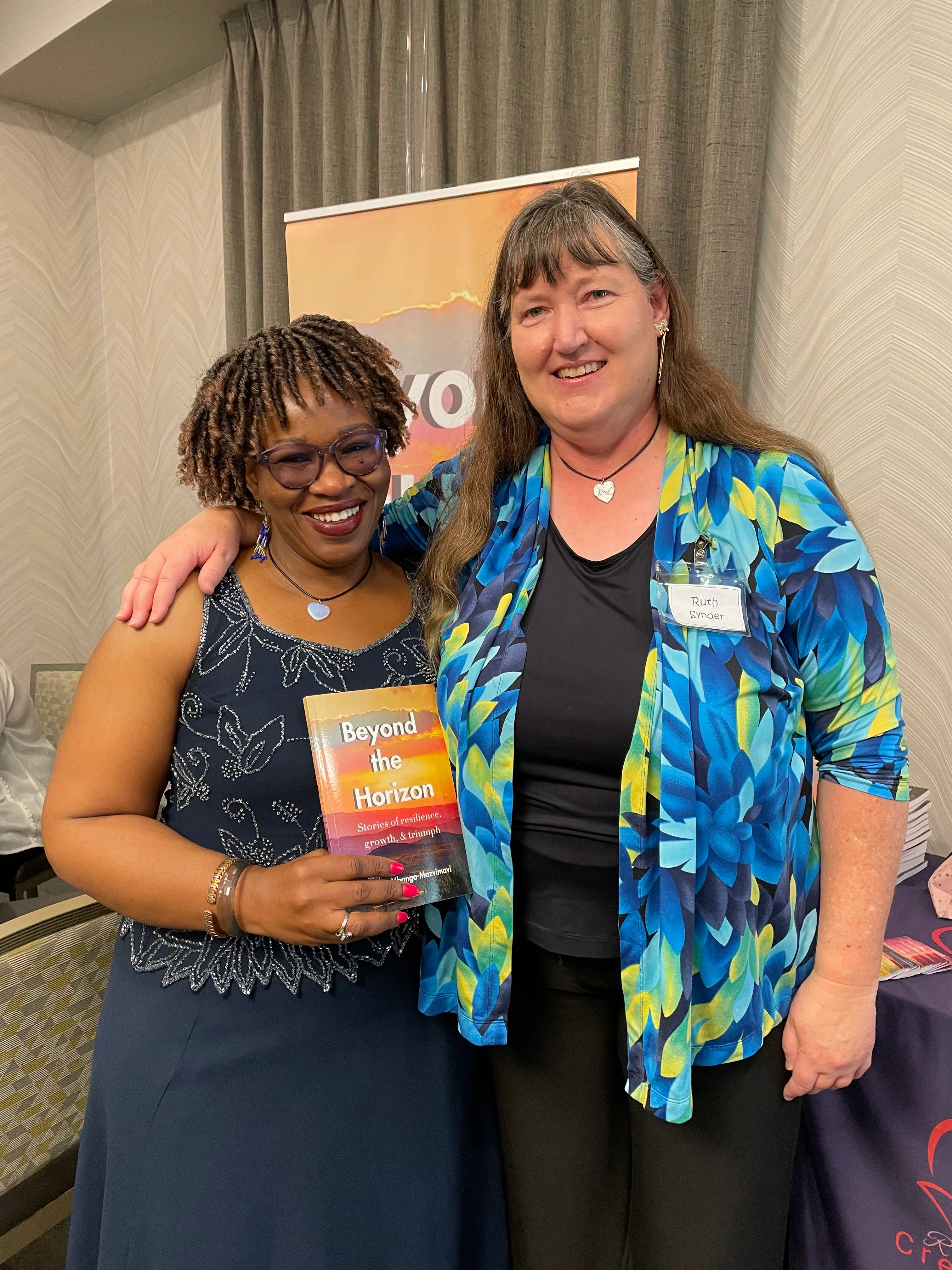 Ruth and Lyndie at the launch for Beyond the Horizon anthology
