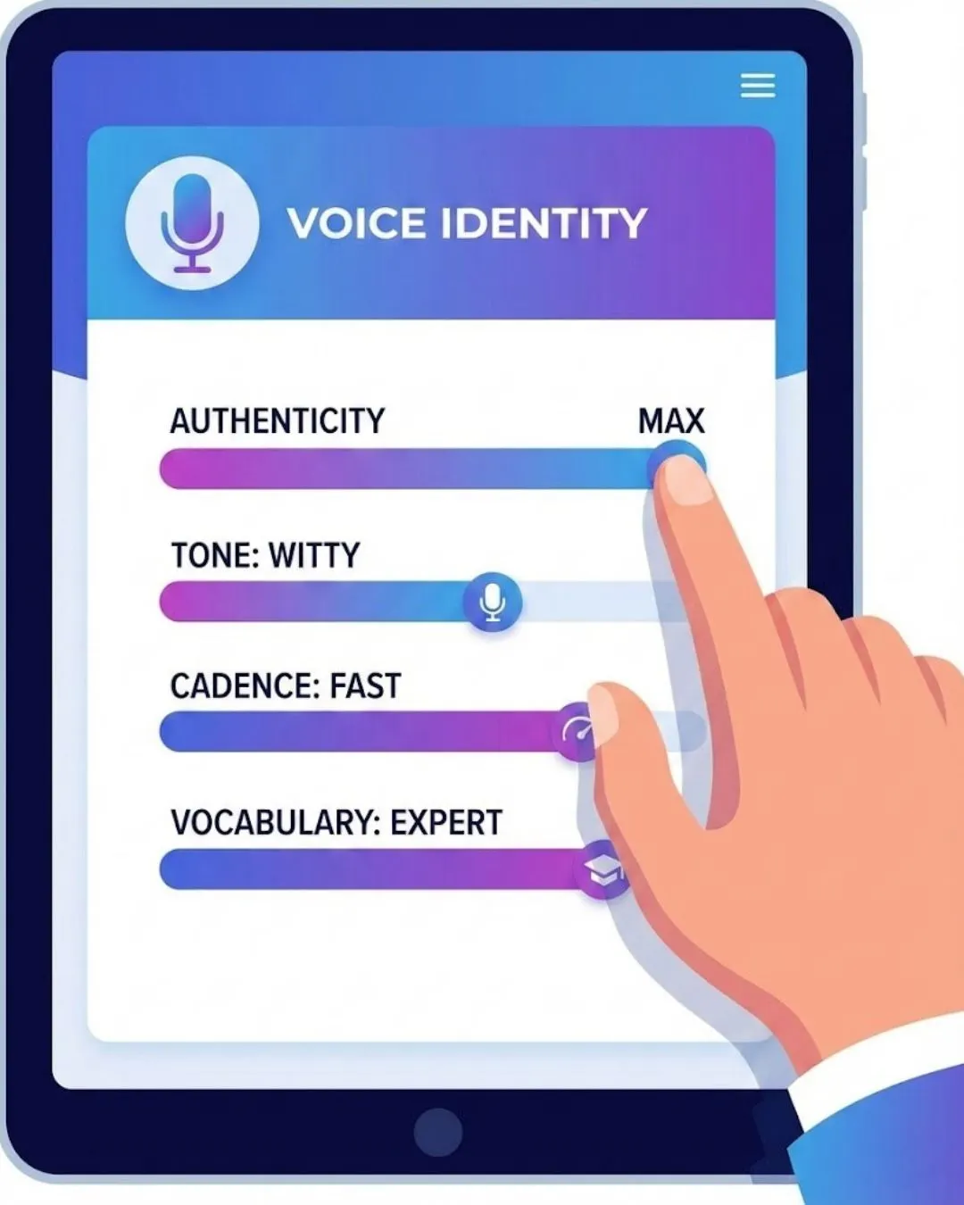 Adjusting the settings on an AI assistant to match a specific brand voice.