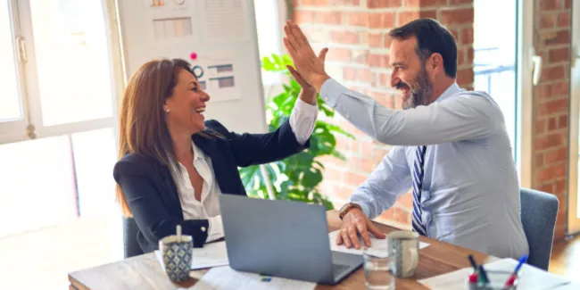 Happy people at work