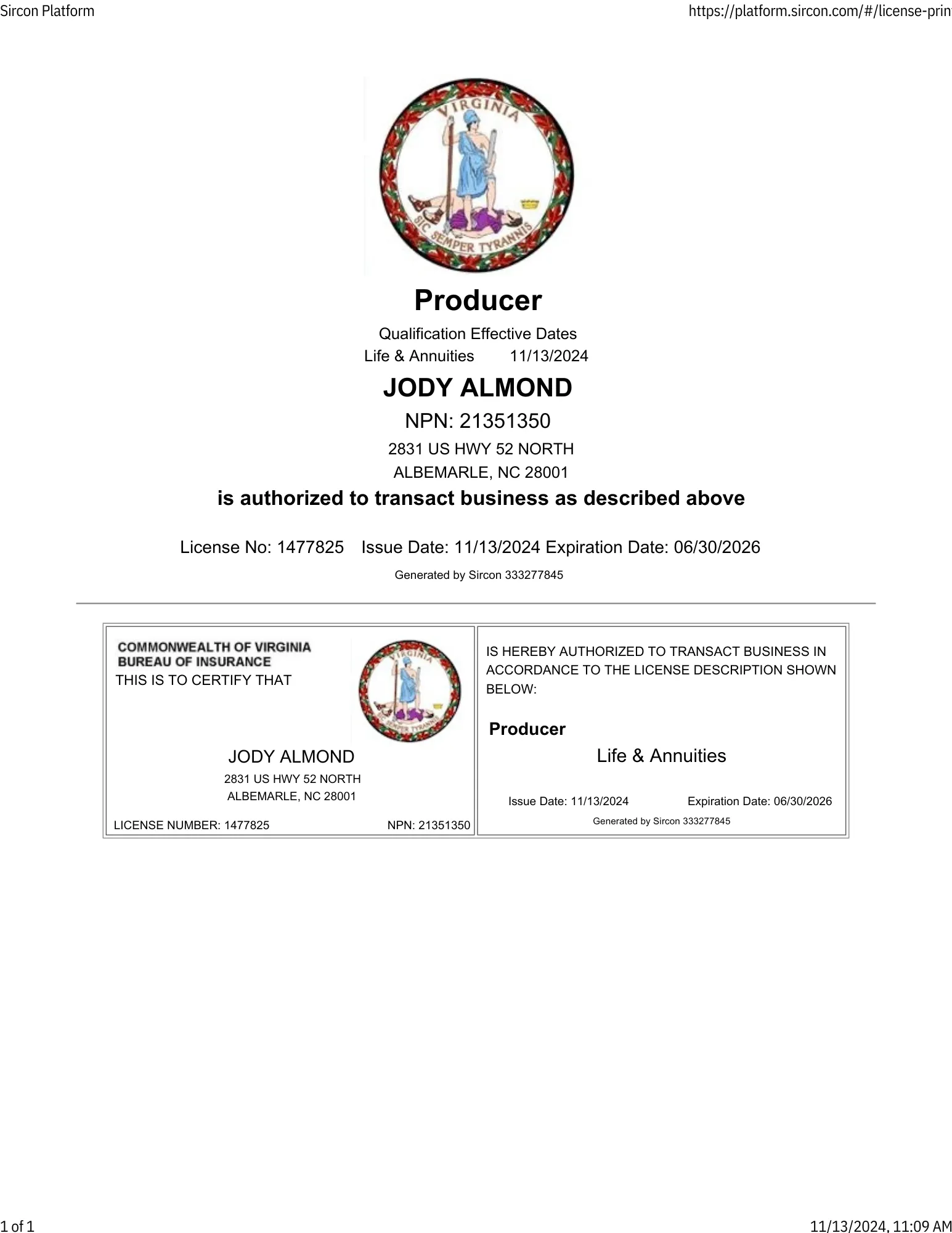 Virginia Insurance License