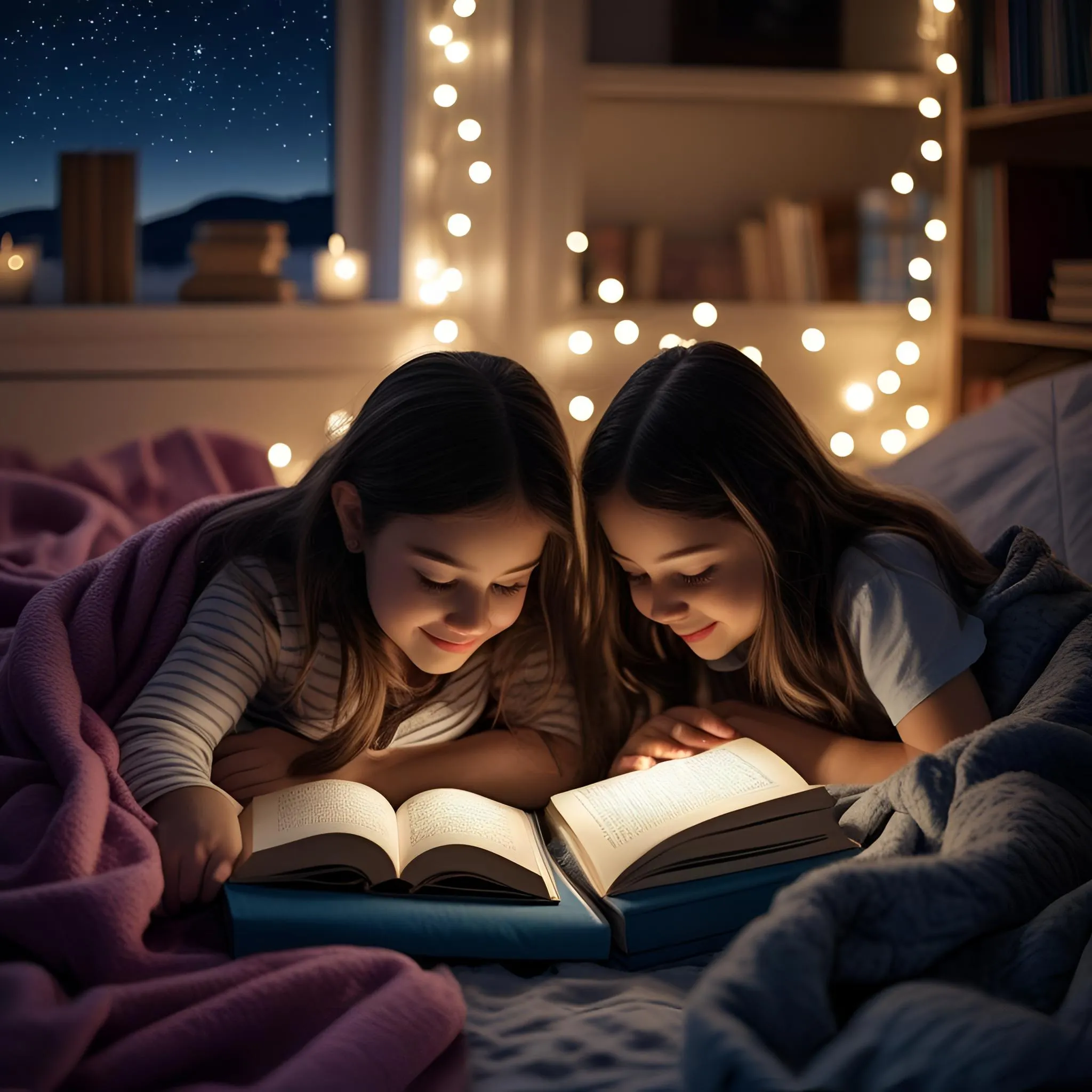 two kids reading a book