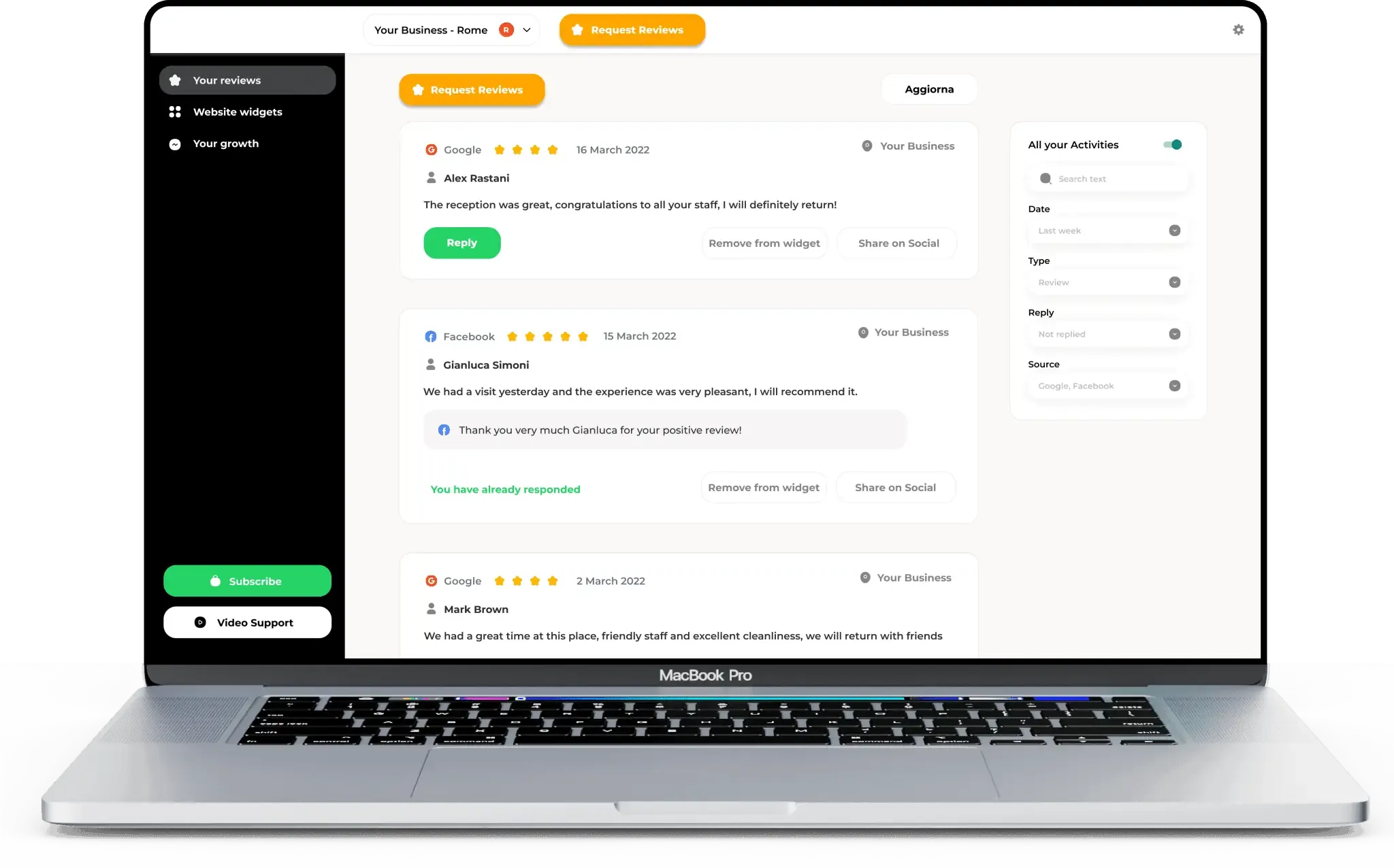 review management dashboard