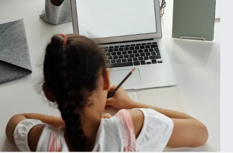 Girl Working and Using The Laptop