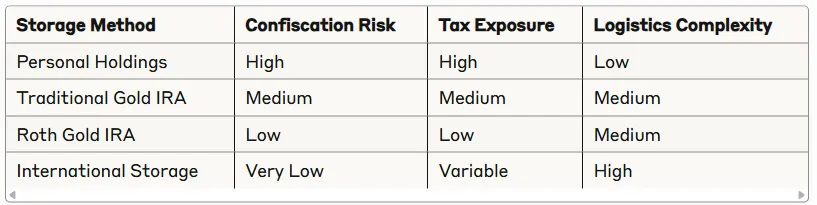 Comparative Risk Assessment Table