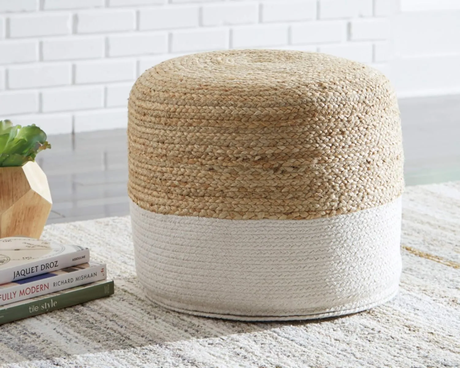 Cute natural woven ottoman