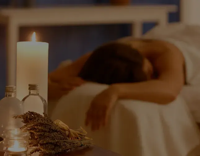 Relaxing massage session ambience.