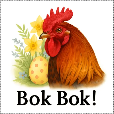 Bok Bok! COQ-INU Easter egg chicken art canvas