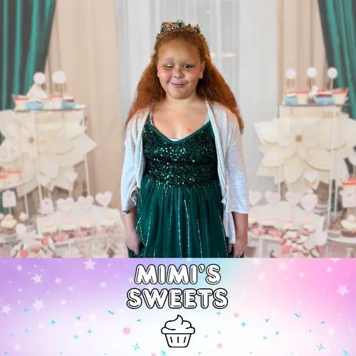 Naomi with her cupcakes and treats for Mimi's Sweets