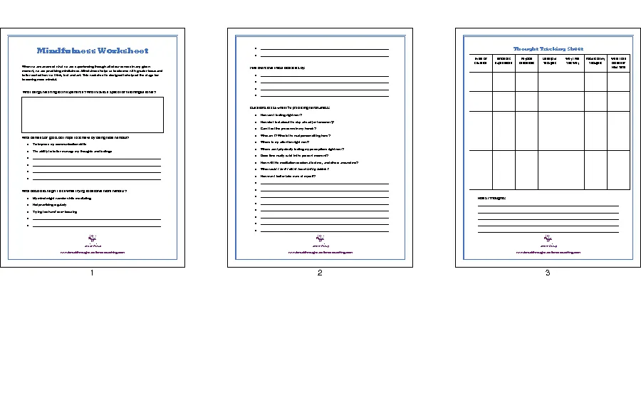 Mindfulness Worksheet Showcase