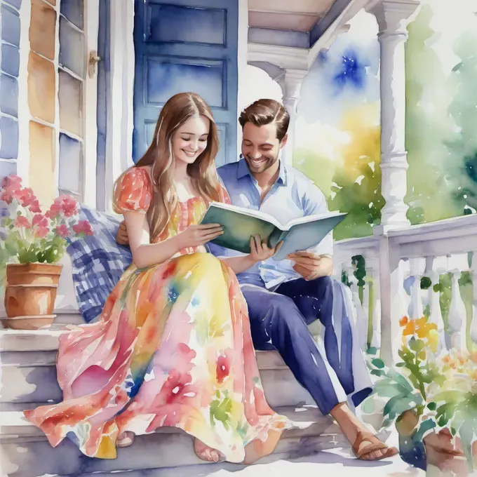 couple reading a personalized story book