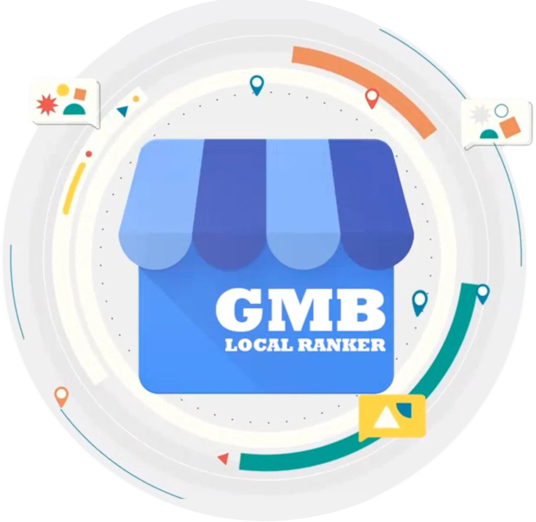 GMB Local Ranker logo in minimalist circles.