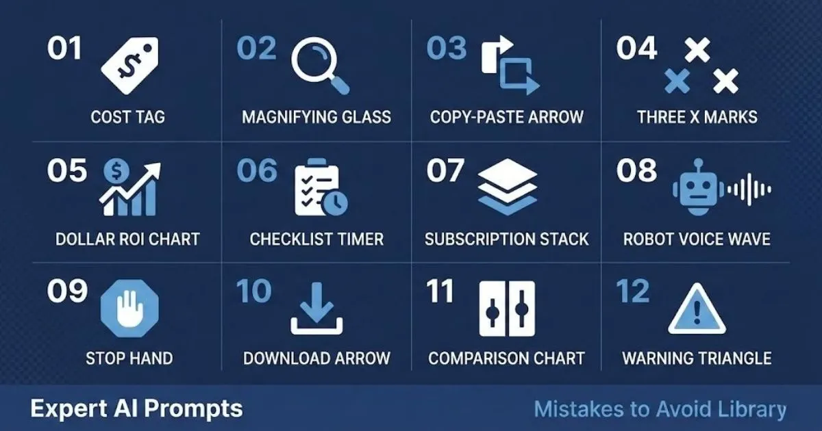 Expert AI Prompts common pitfalls anti-patterns category — 12 advisory guides on AI mistakes to avoid 