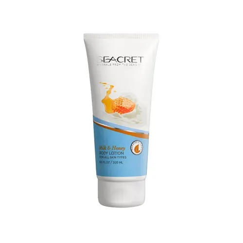 afbeelding van een tube Seacret body lotion geur milk & honey