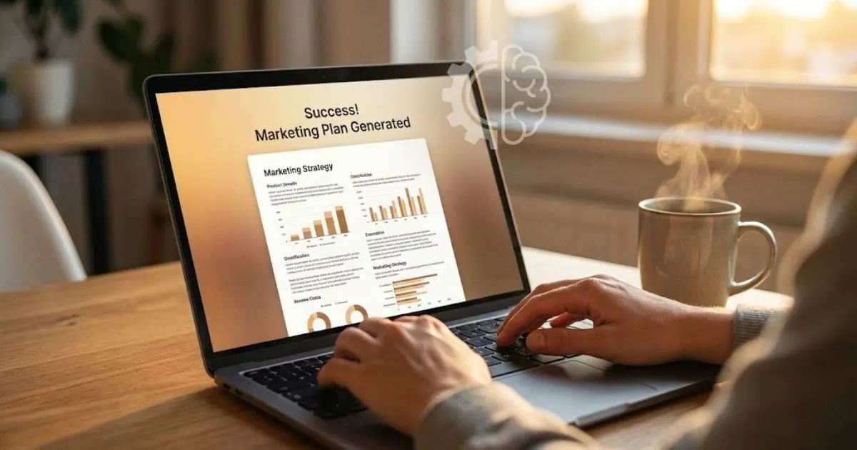 Entrepreneur using expert AI prompts to generate marketing content.