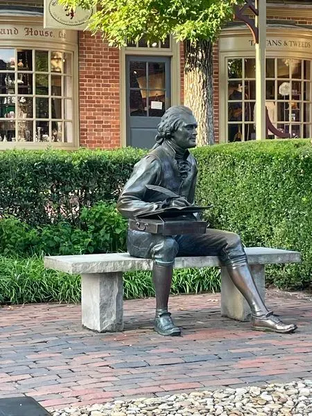 statue of Thomas Jefferson with a quill in hand is inspiring to a history blogger and writer