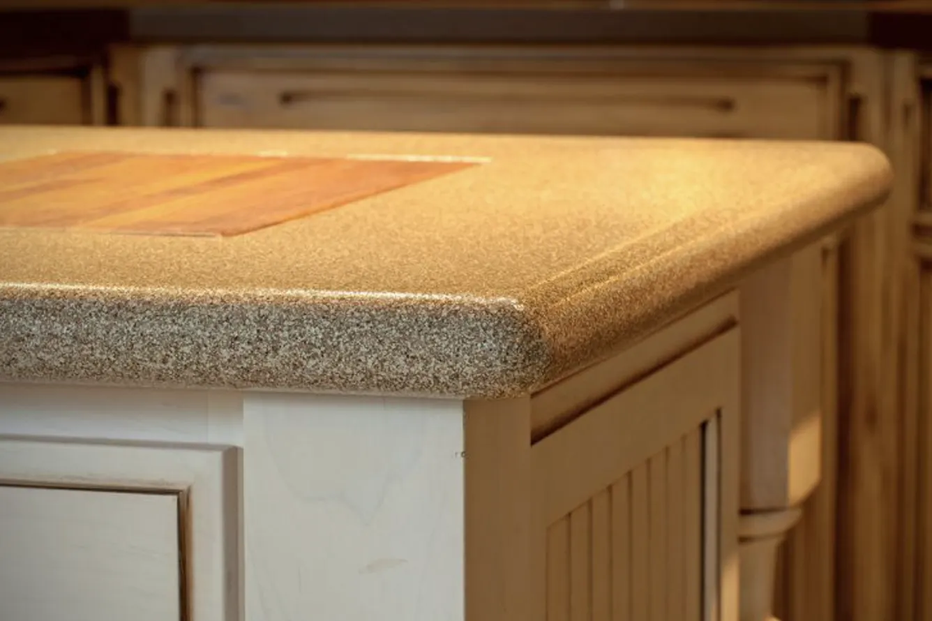 metal countertops in a kitchen in light color