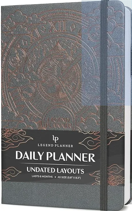 AMAZON LINK TO: Legend 6-Month Daily Planner – Undated Hourly Schedule Organizer with Goals, Time Blocks, To-do List & Habit Tracker – Task Management Planner for Work & Personal Life 