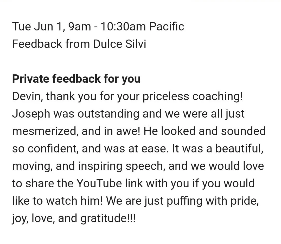 Dulce Silva Testimonial for Devin Bisanz