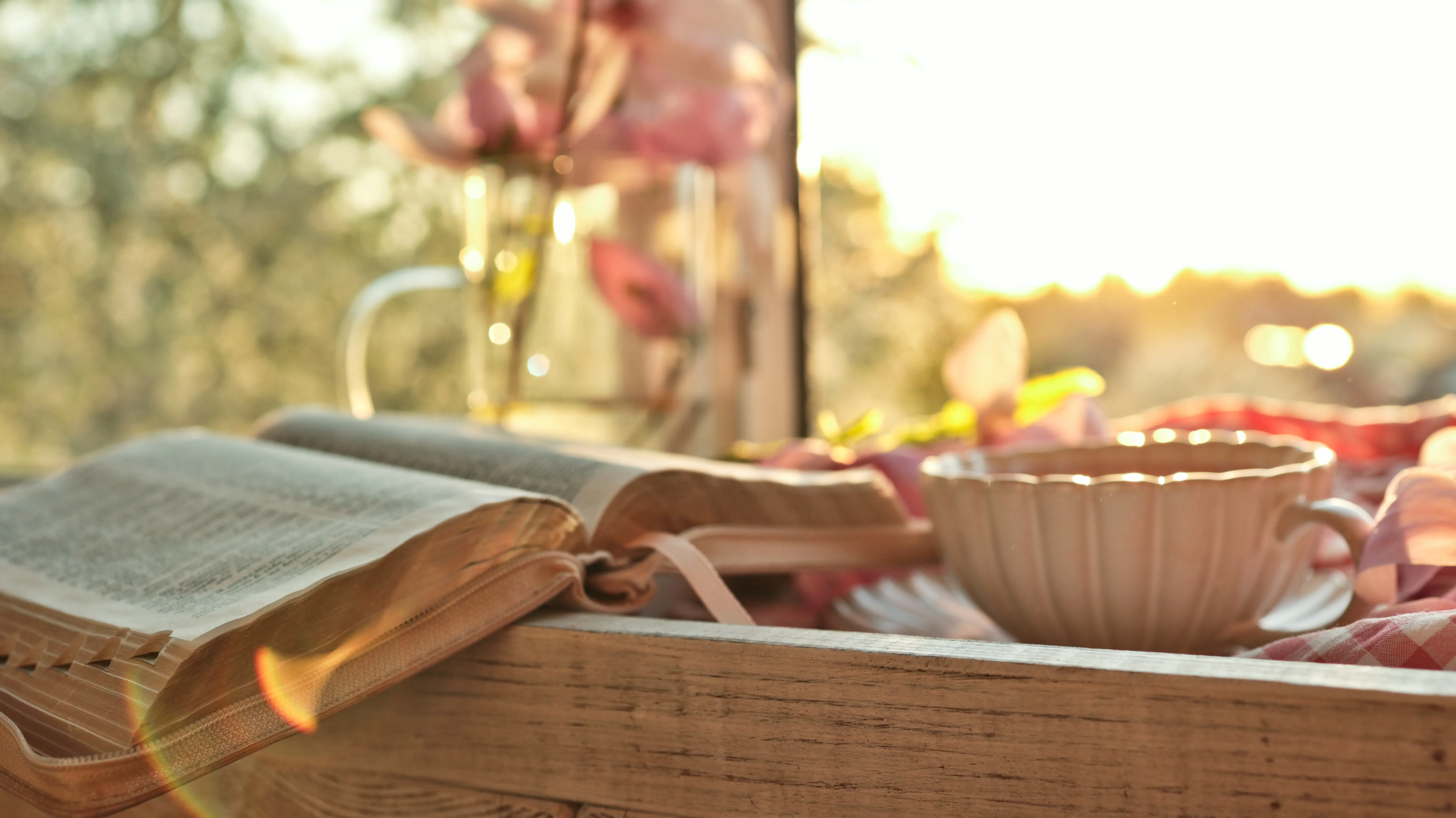 Open Bible by a window